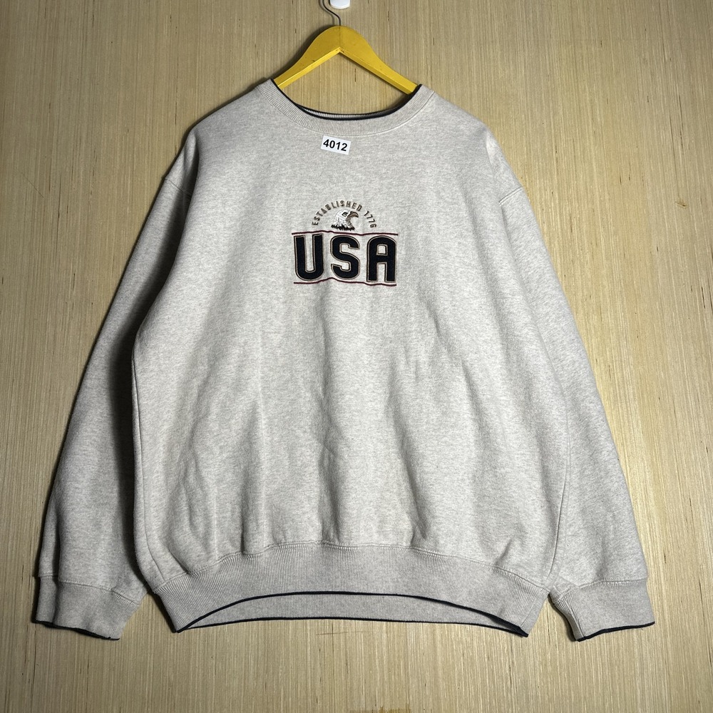 Vintage Y2K C&B Sport USA Sweatshirt Gray Long Sleeve Medium Pullover Men's